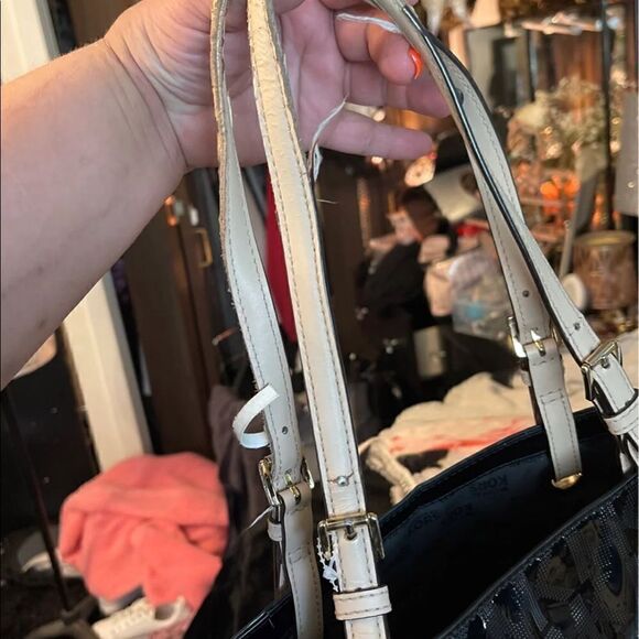 Mk michael Kors black patent leather signature jet set logo tote bag purse bag - Picture 8 of 10